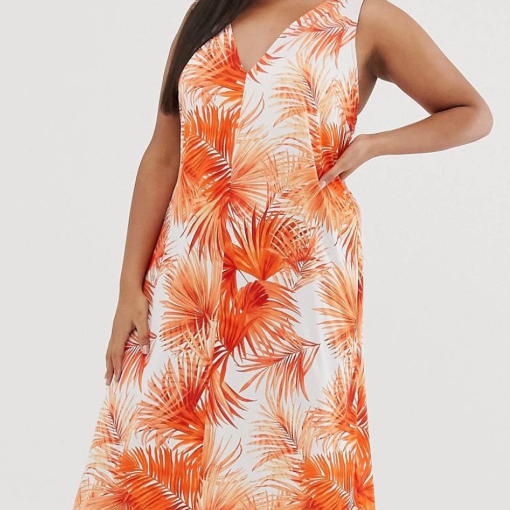 Tropical orange maxi dress